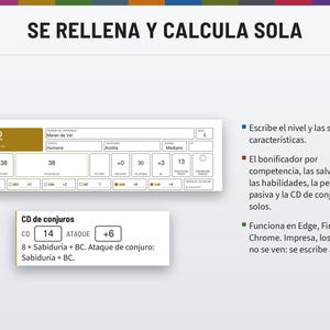 Fichas de Personaje DnD 2024 | Las 48 subclases, PDF rellenable | Color y blanco y negro, A4 y Carta, 5E (reglas de 2024), en español image 3
