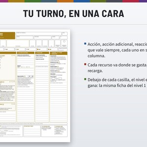 Fichas de Personaje DnD 2024 | Las 48 subclases, PDF rellenable | Color y blanco y negro, A4 y Carta, 5E (reglas de 2024), en español image 2