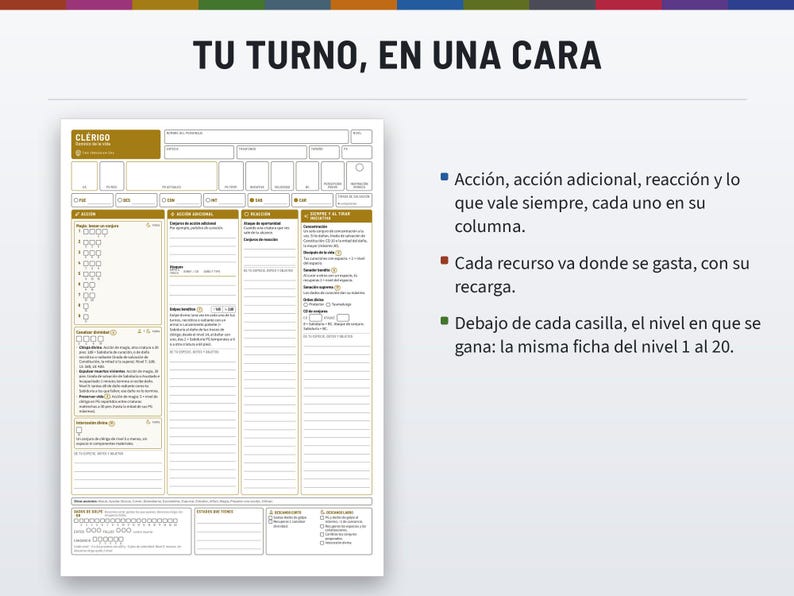 Fichas de Personaje DnD 2024 | Las 48 subclases, PDF rellenable | Color y blanco y negro, A4 y Carta, 5E (reglas de 2024), en español image 2