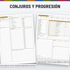 Fichas de Personaje DnD 2024 | Las 48 subclases, PDF rellenable | Color y blanco y negro, A4 y Carta, 5E (reglas de 2024), en español image 5
