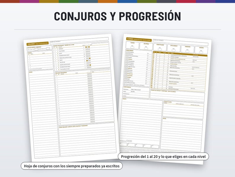 Fichas de Personaje DnD 2024 | Las 48 subclases, PDF rellenable | Color y blanco y negro, A4 y Carta, 5E (reglas de 2024), en español image 5
