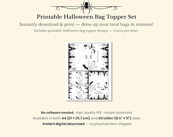 Printable Halloween Treat Bag Topper – Spooky Design (Digital Download)