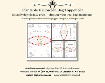 Cute Cat Halloween Bag Topper – Printable Treat Bag Design (Digital Download)
