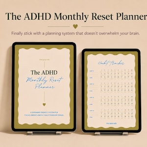 ADHD Monthly Reset Planner | Gentle Productivity System for Overwhelmed Brains | Dopamine-Friendly Digital Planner PDF