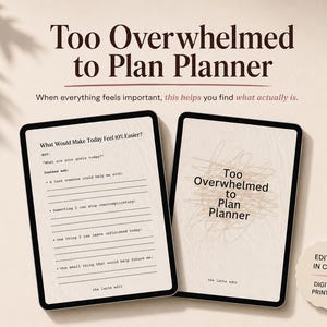 Overwhelmed Planner, Brain Dump Planner, Mental Reset Planner, ADHD Planner, Overthinking Workbook, Printable PDF, Digital Download