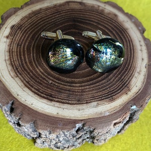 Shimmery black and gold cufflinks