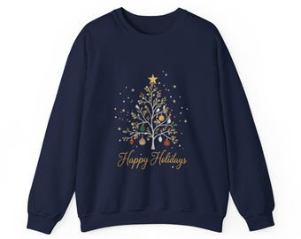 Sweat-shirt Joyeuses Fêtes | Ras du cou festif | Cadeau de Noël | Cadeau d'automne | Cadeau pour lui | Conception Joyeuses Fêtes | Cadeau douillet