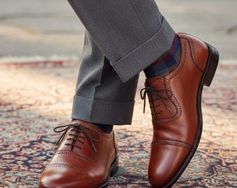 Chaussures Oxford en cuir marron clair faites main pour hommes | Chaussures habillées cousues Goodyear