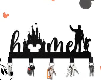 Home Key Holder - Housewarming Gift - Wall Mounted Key Hanger - Unique Disney Gift - Theme Park Fan Gift - Disney Theme Decor