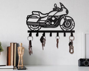 Motorrad-Metallschlüsselhalter für die Wand - Bikergeschenk - Garagen-Wanddekor-Schlüsselbrett - Rustikale Motorrad-Wandkunst - Hauseingangs-Organizer