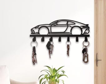 Metal Car Key Holder - Sports Car Wall Key Rack - Modern Auto Key Hanger - Garage Decor Gift for Car Lovers - Key Organizer for Entryway