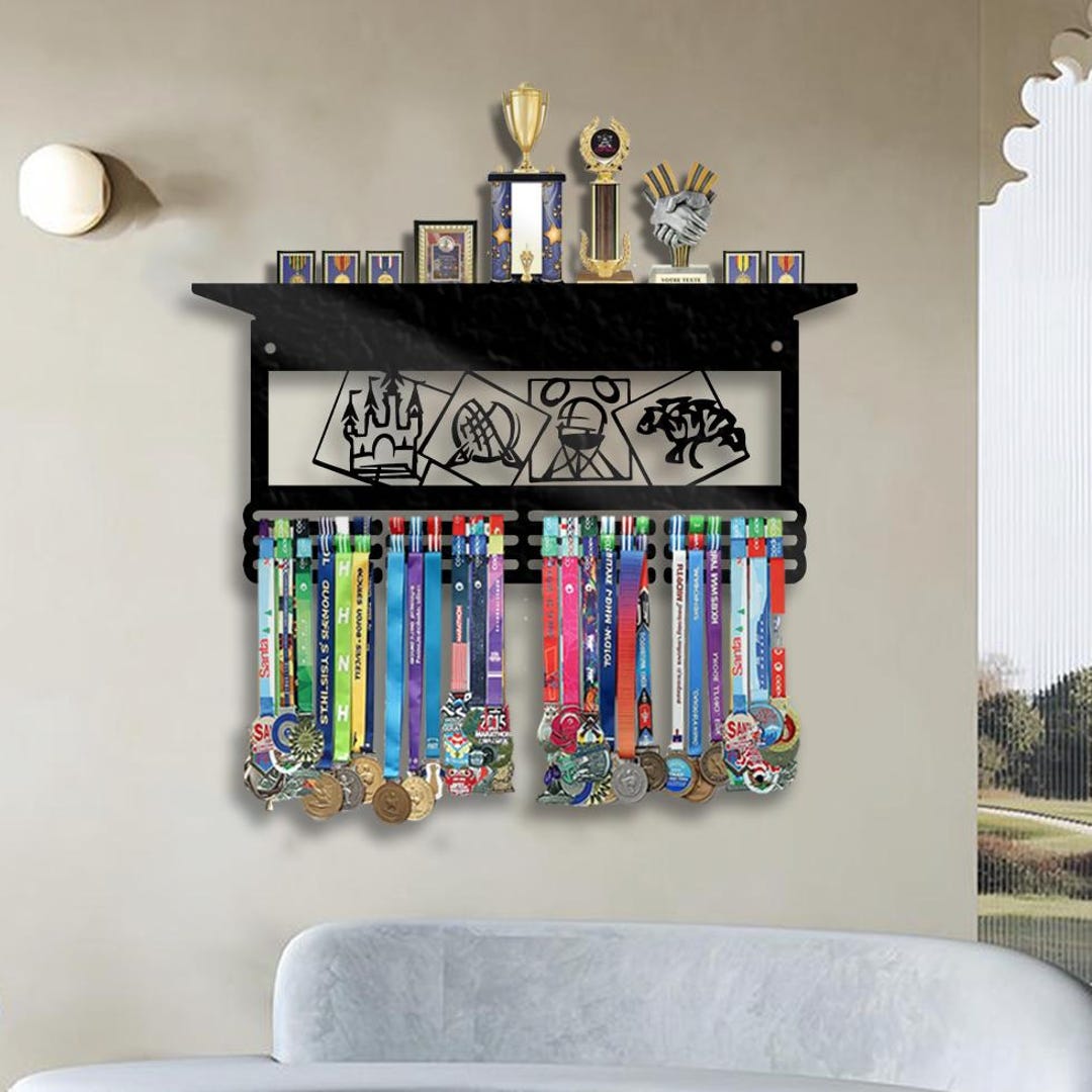 Graduation Medal Hanger With Trophy Rack – Wall Display for Academic ...