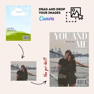 May include: Magazine cover design with the text "YOU AND ME" and "COUPLE LIFESTYLE". The cover features a couple embracing with a city skyline in the background. The text "OCTOBER ANNIVERSARY EDITION" is also visible.