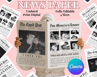 Modello di giornale di San Valentino / Post di Cupido, regalo personalizzato (Canva)