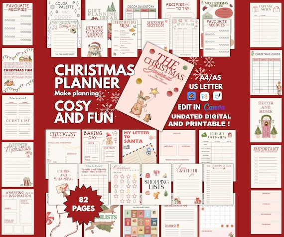 Festive Christmas Planner Printable, Holiday Organizer ipad (Digital Download)