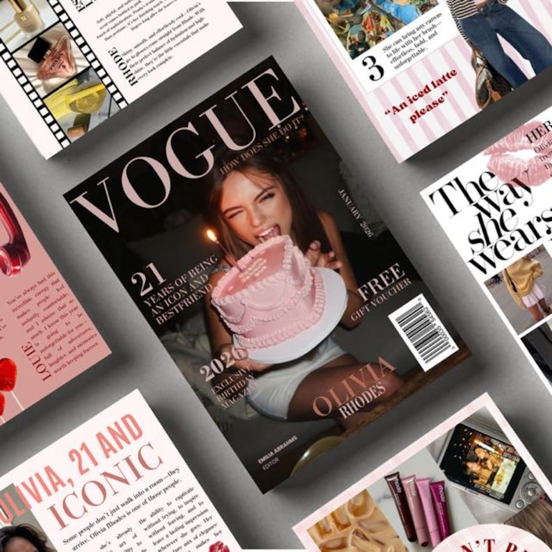 Birthday Magazine Template - Etsy