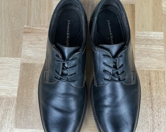 Vtg Johnston & Murphy Mens Black Full Grain Leather Lace Up Shoes 59-10207 Sz 11
