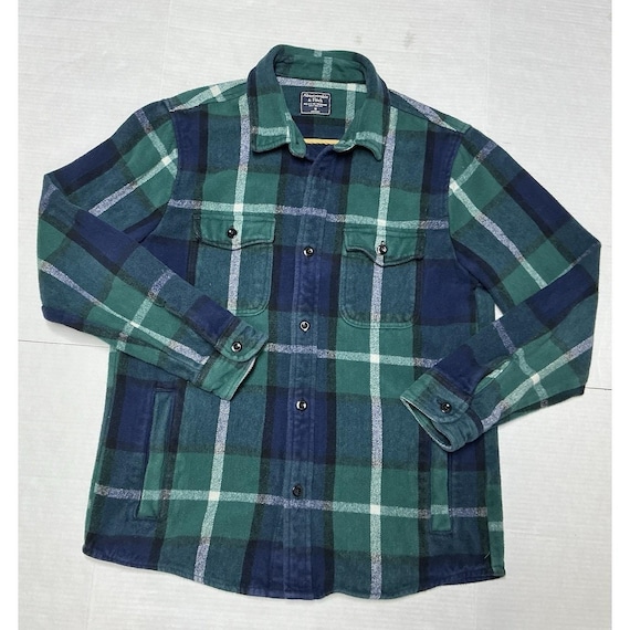 Abercrombie & Fitch, Vtg Abercrombie & Fitch Mens M Blue Flannel 90s Oversized Plaid Shacket Shirt