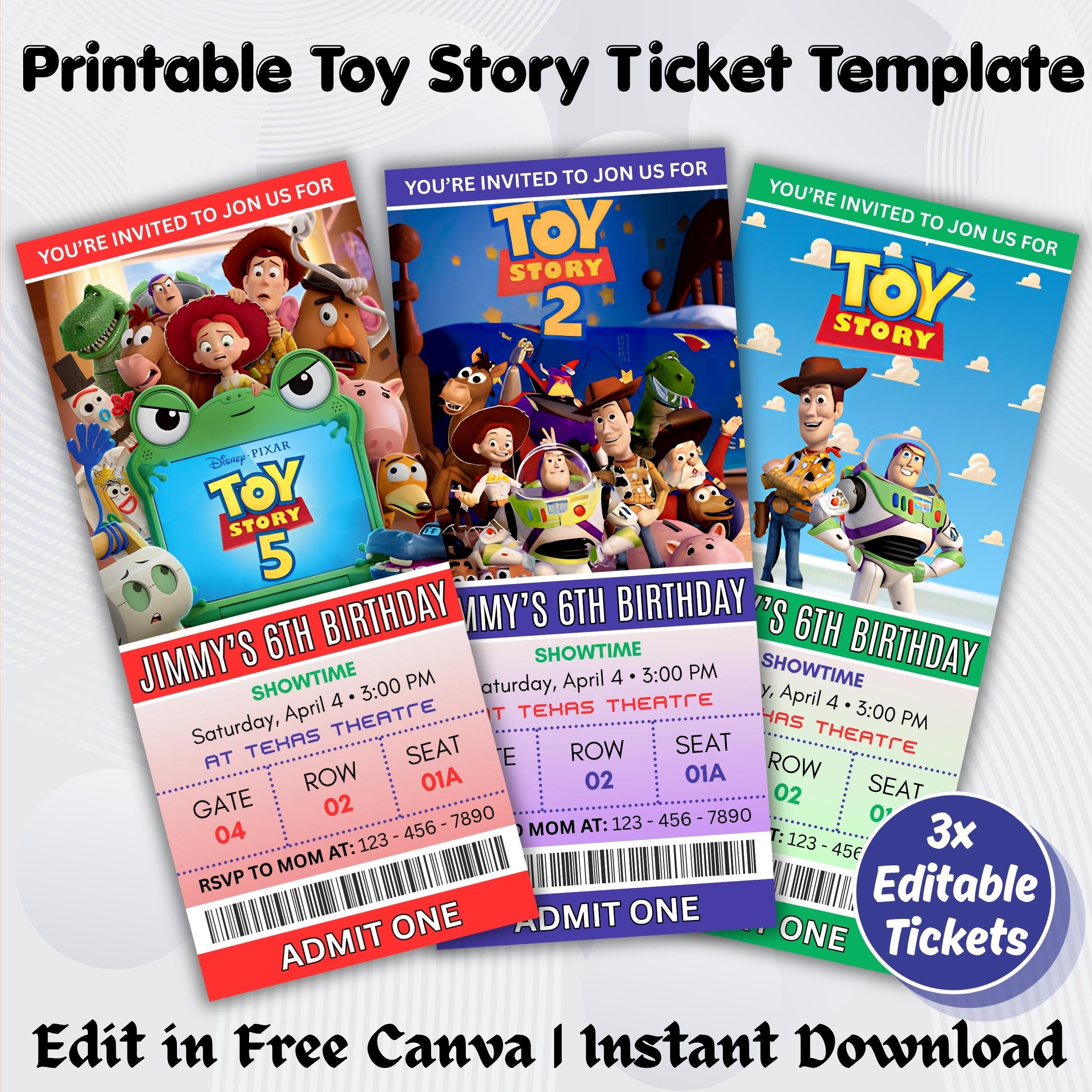 Toy Story Movie Ticket - Etsy