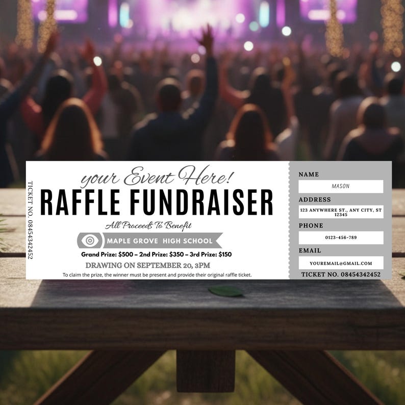 Ticket Raffle Invitations Raffle Ticket Template Editable in Canva, Fundraiser Raffle Ticket ...