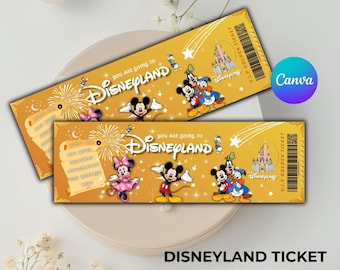 Bewerkbare sjabloon Disneyland-ticket: Surprise Vacation Reveal (directe download)