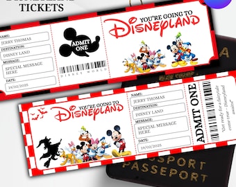 Verrassingsticket attractiepark, bewerkbare vakantie-onthulling (afdrukbaar)