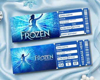 Frozen concertverrassingskaartje afdrukbaar, cadeau onthullen instapkaart, Frozen thema verjaardagsverrassing, Canva bewerkbare digitale download