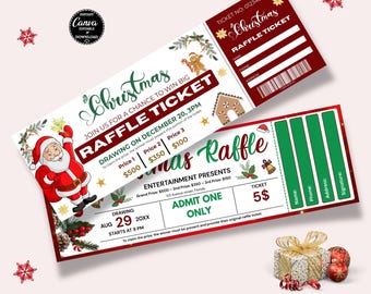 Bewerkbaar kerstkaartje, cadeaubon verrassingsconcert, gepersonaliseerd evenementticket, concertticket, afdrukbare cadeaubonkaart, canvassjabloon