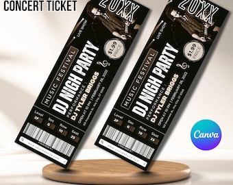 Editable Concert Ticket Template | VIP Pass, Music Event (Canva)