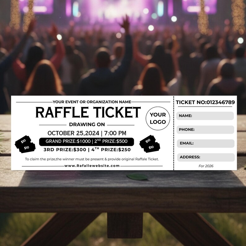 Editable Raffle Ticket Template, Fundraiser Event Raffle Ticket ...
