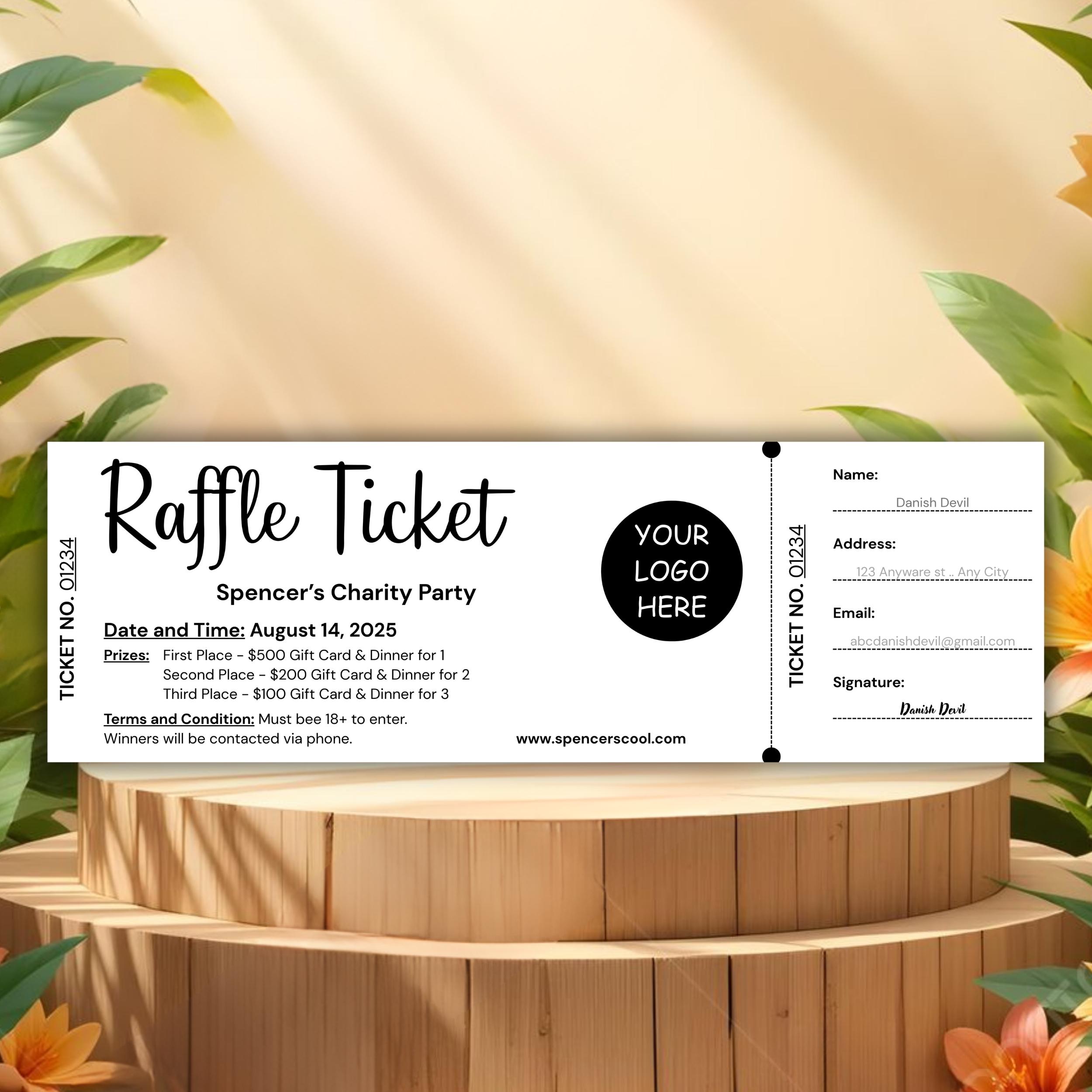 Editable Raffle Ticket Template Canva, Printable Event Raffle Ticket ...
