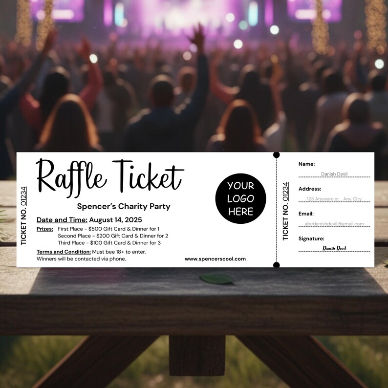 Editable Raffle Ticket Template Canva, Printable Event Raffle Ticket ...