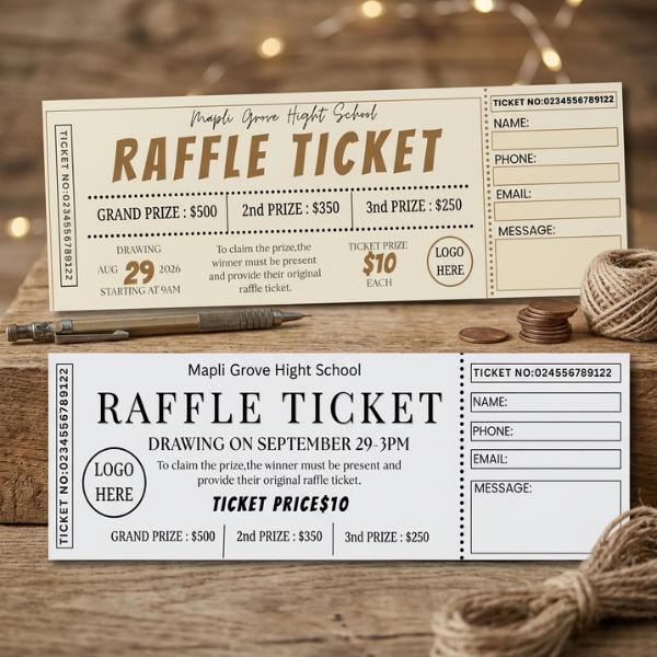 Editable Raffle Ticket Template Canva, Fundraiser Event Tickets ...