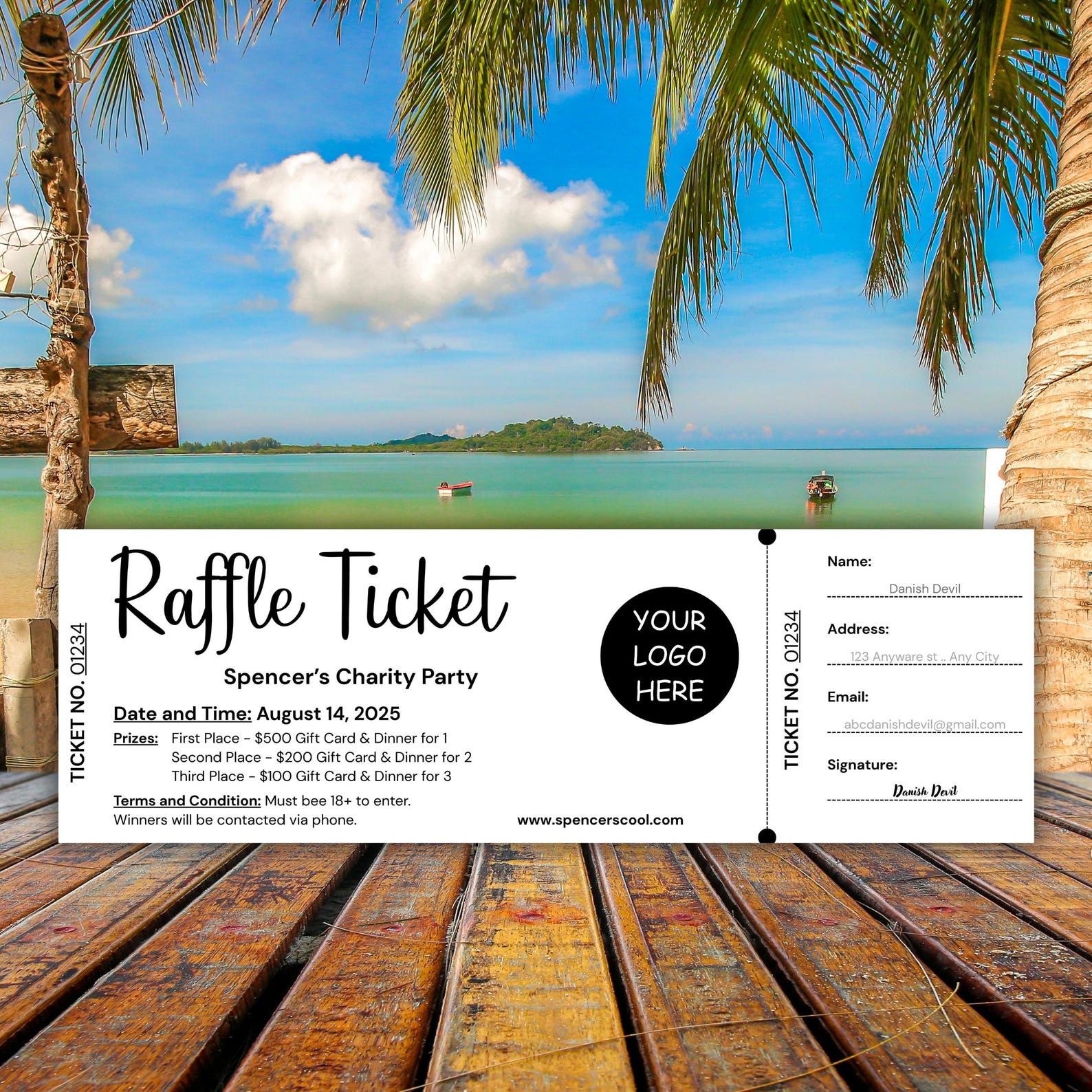 Editable Raffle Ticket Template Canva, Printable Event Raffle Ticket ...
