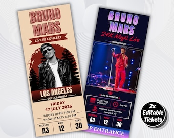 Editable Concert Ticket Template Bundle, Canva Gift Reveal Designs, Custom Event Keepsake, Printable Surprise Pass, Instant Download