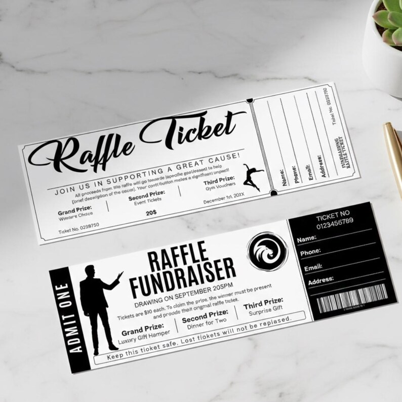 Editable Raffle Ticket Template Canva, Fundraiser Event Raffle Tickets ...