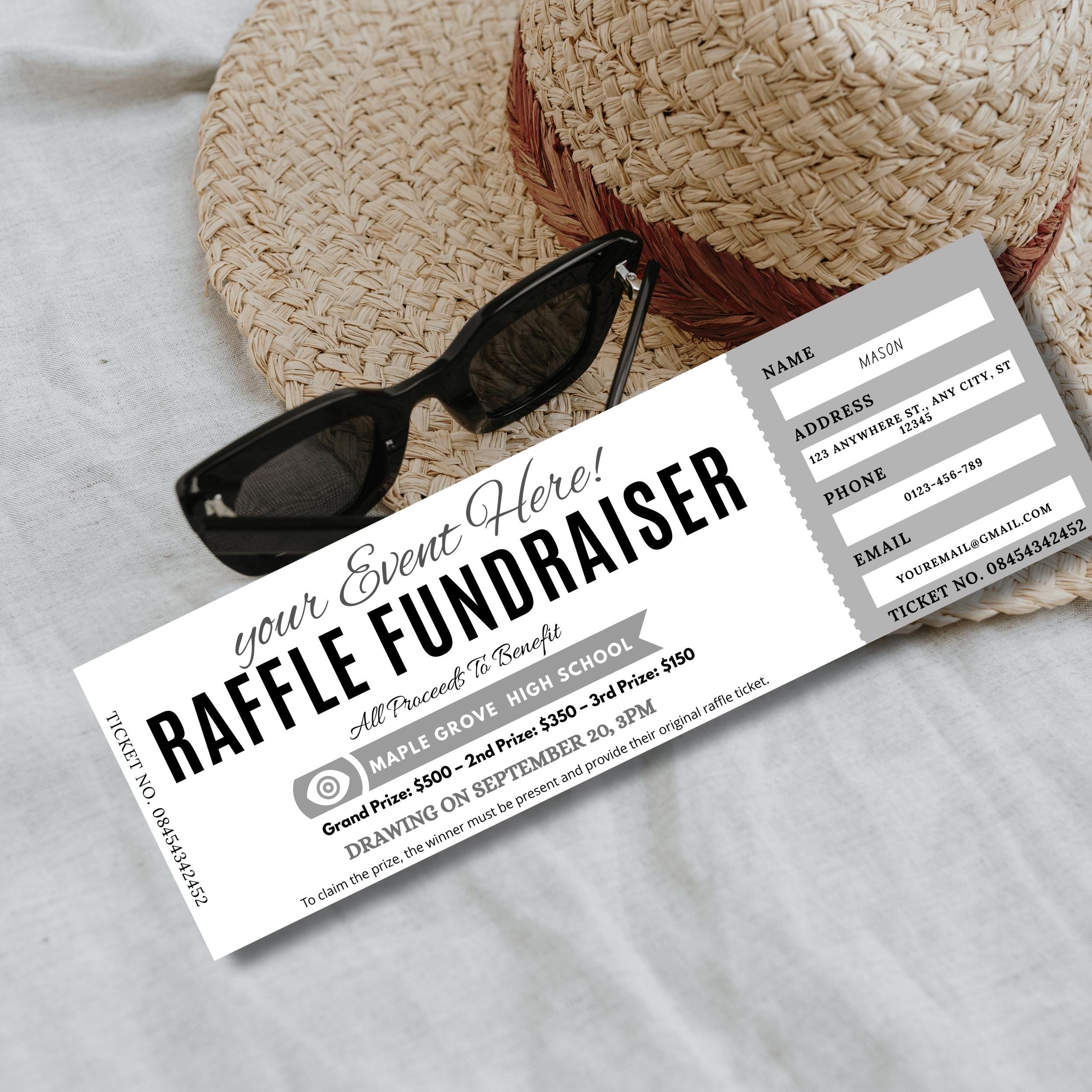 Ticket Raffle Invitations Raffle Ticket Template Editable in Canva, Fundraiser Raffle Ticket ...