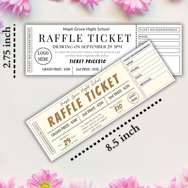Editable Raffle Ticket Template Canva, Fundraiser Event Tickets ...