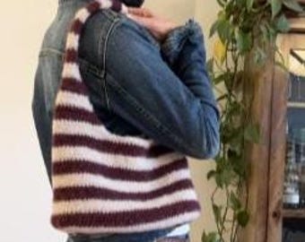 Felted Crochet Bag Pattern – Ida Stripe Bag | Scandinavian Scandi Style | Beginner-Friendly Wool Tote Tutorial | PDF Instant Download | EN