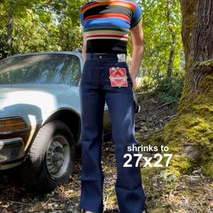 28x28 - Unisex Navy Bellbottom Jeans Pants - New/Old Vintage Deadstock!