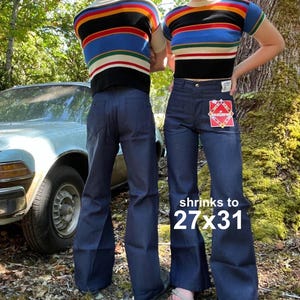 28W 32L- Seafarer Navy Bells Jeans Bellbottoms - New/Old Vintage Deadstock!