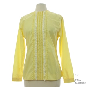 Medium 60s Womens Mod Shirt | Retro H Bar C California Ranchwear, Made in USA Mod Ruffle Front H Bar C Prairie Shirt (36Bust, 31.25Sleeve)