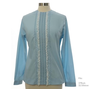 Medium 60s Womens Mod Shirt | Retro H Bar C California Ranchwear, Made in USA Mod Ruffled Front H Bar C Prairie Shirt (37Bust, 32.5Sleeve)