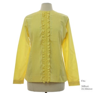 Medium 60s Womens Mod Shirt | Retro H Bar C California Ranchwear, Made in USA Mod Ruffle Front H Bar C Prairie Shirt (36Bust, 31.5Sleeve)