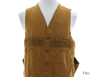 60s 70s Vintage 100% Cotton Hunting Vest Zipper Fly Size Medium