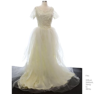 34Bust 50s Wedding Dress | Vintage Short sleeve Dress (34Bust, 26Waist, 36Hip to 38Hip)
