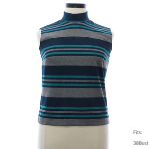 Large 60s Womens Shirt | Vintage Sleeveless Shirt (38Bust)