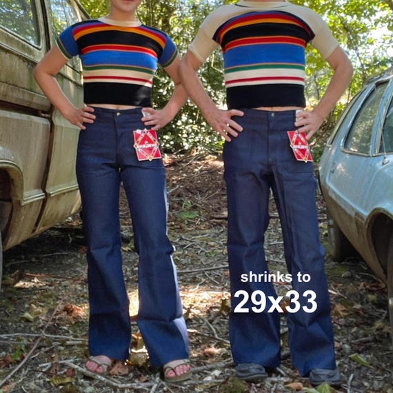 30W/34L - Seafarer Navy Bellbottom Jeans Pants - New/old Vintage