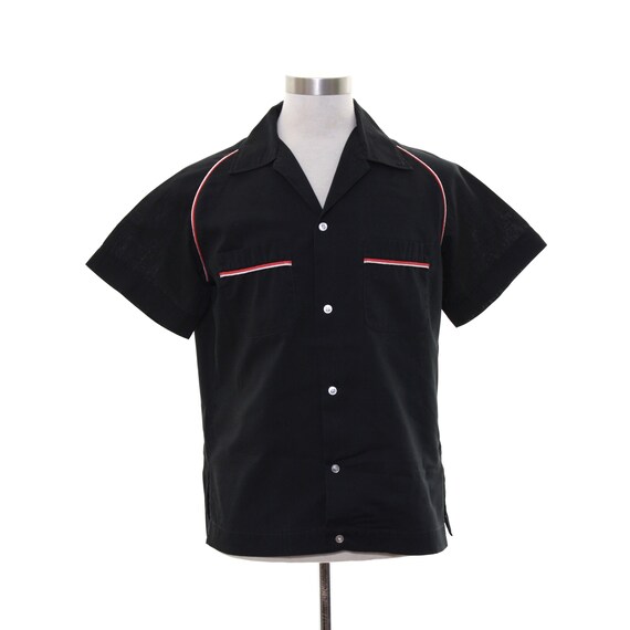 Large 60s Mens Bowling Shirt | Vintage Short Sleeve Shirt