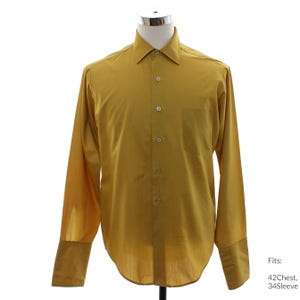 Large 60s Mens Mod French Cuff Shirt | Authentic Vintage Van Heusen Hampshire House Mod Shirt (42Chest, 34Sleeve)